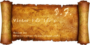 Vinter Fülöp névjegykártya